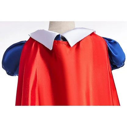Summer Deluxe Princess Snow White Gown with Cape Girls Fairy Kids Cosplay Costume Toddler Carnival Apparel Halloween Dress up