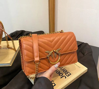 New Women Embroidered Swallow Small Square Bag Luxury Chain High End Versatile Shoulder Crossbody Bag Fashion Daily Casual Ladie