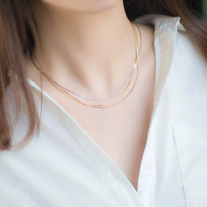 Classic Basic Chain 100% 925 Sterling Silver Lobster Clasp Adjustable Necklace for Women Snake Bone Chain Fine Jewelry