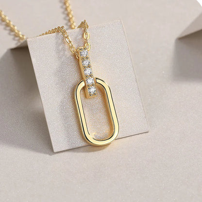 2mm Moissanite Pandent Necklace Adjustable 925 Sterling Silver Paperclip Clavicle Chain for Women Daily Jewelry