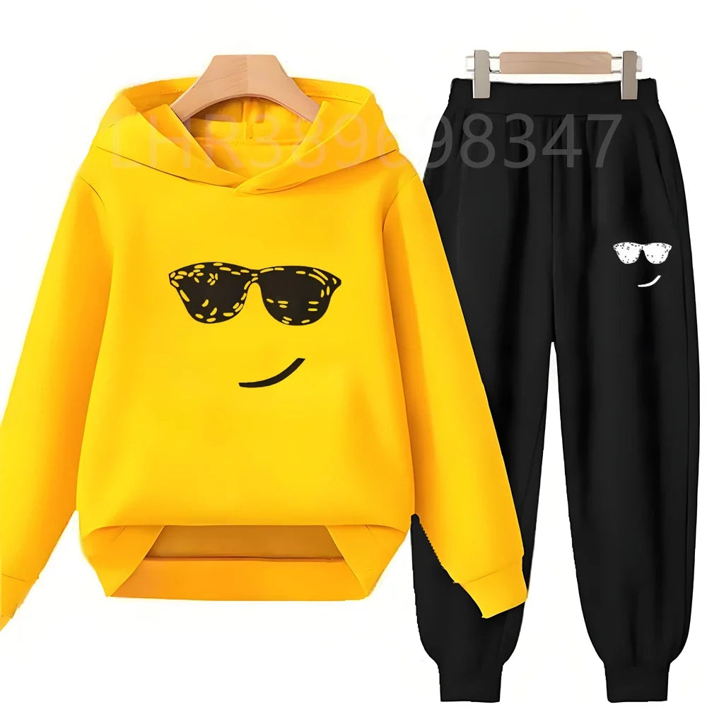 Fashion Hoodie Kids 3-12 Years Boys Girls Casual Sports Tops+Pants 2pcs Sets Children Long Sleeves Spring Autumn New Clothes