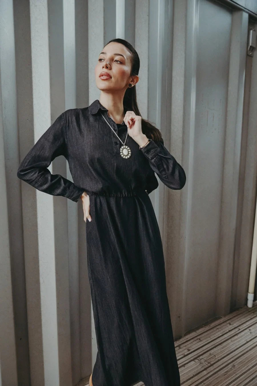 AS AW25 Denim set loose Shirt + slip dress Aline adjustable dress
