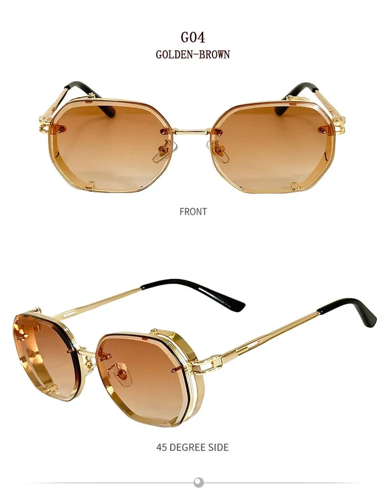 2024 Steampunk Sunglasses For Men Fashionable Square Punk Fashion Glasses Designer Sunglasses Women Trendy Gafas De Sol Hombre