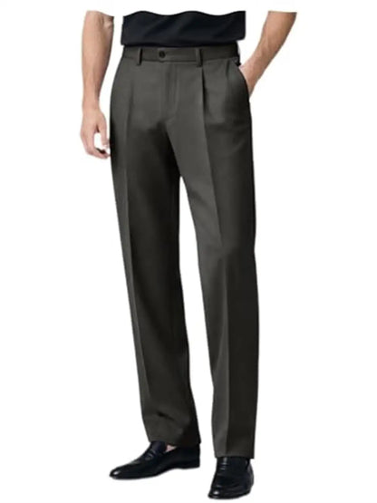 Men's Premium Pleated Wide-Leg Dress Pants Versatile Formal Casual Trousers Chinos Business Daily Office Banquet Wedding Summer
