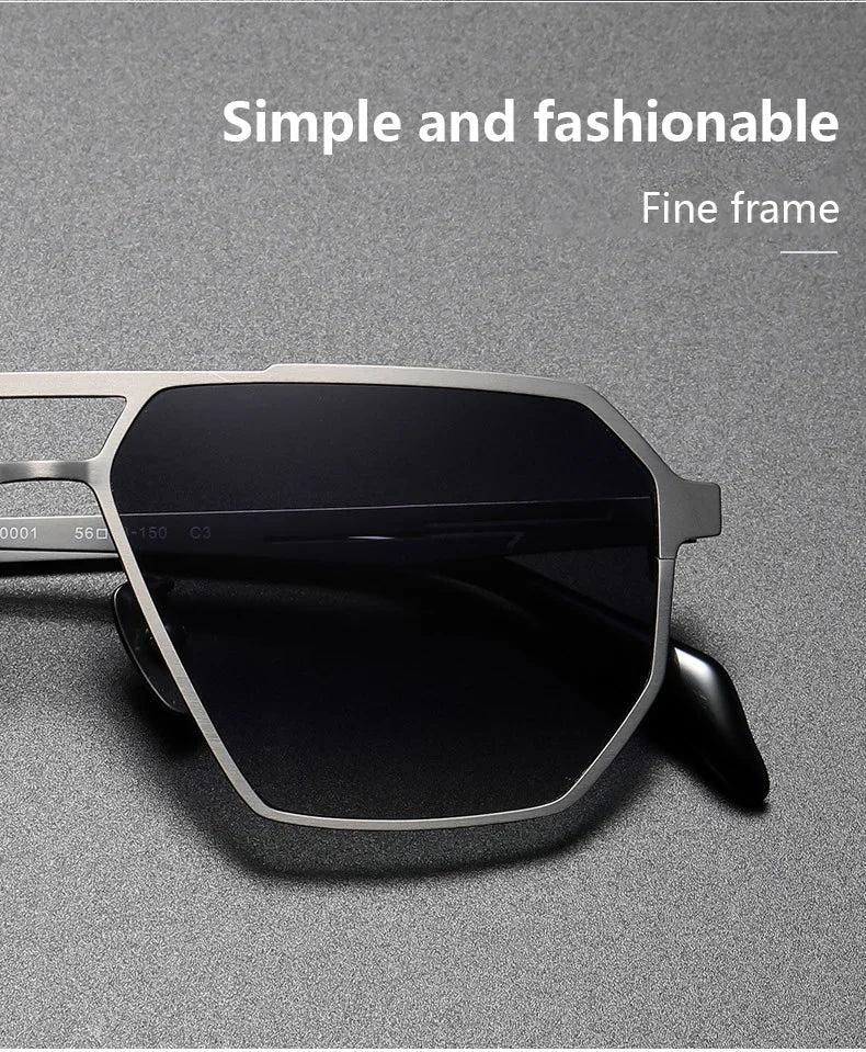 2026 New Fashion Pure Titanium Frame Polarized Sunglasses Men Luxury Glasse Frame  Retro Square