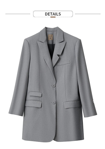 Minimalist Women's Jacket 2025 Autumn New Solid Color Commuter Loose Straight Women's Long Sleeve Top Long Blazer 12541154
