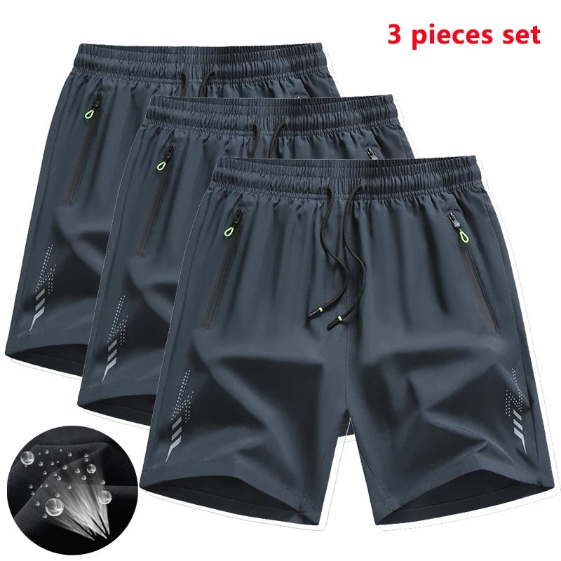 3 Pieces New Running Shorts Men Gym Sports Shorts Quick Dry Workout Training Fitness Jogging Short Pants Man Summer Board Shorts