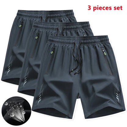3 Pieces New Running Shorts Men Gym Sports Shorts Quick Dry Workout Training Fitness Jogging Short Pants Man Summer Board Shorts