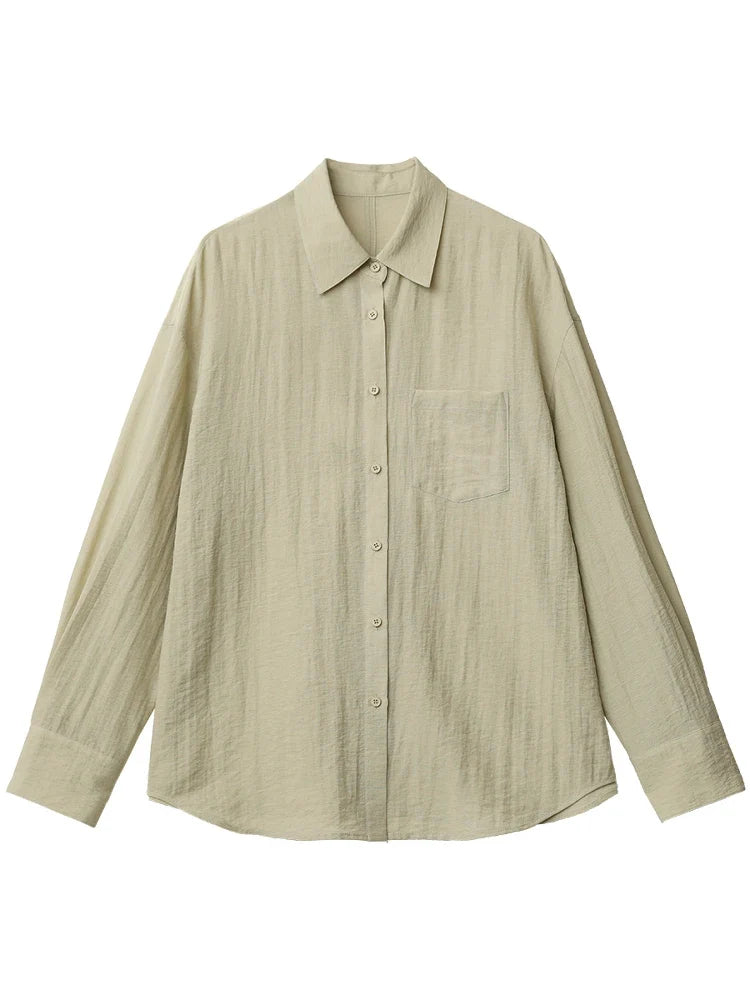 Women Long Sleeve Shirts Solid Loose Casual New Style Design Back Hollow Out Shirt Female Blouse Spring Summer 2026