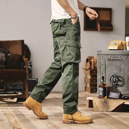Men Fashion Military Cargo Pants Regualr Straight Fit Cotton Camouflage Green Black Grey Color Trousers W9202