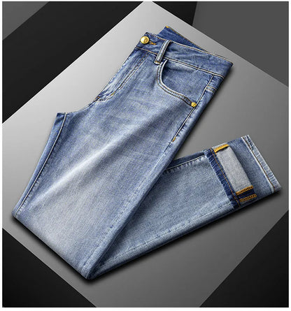 2024 New High-End Jeans Men's Light Luxury and Simplicity Versatile Casual Fashion Men's Clothing Slim Fit Tapered Pants