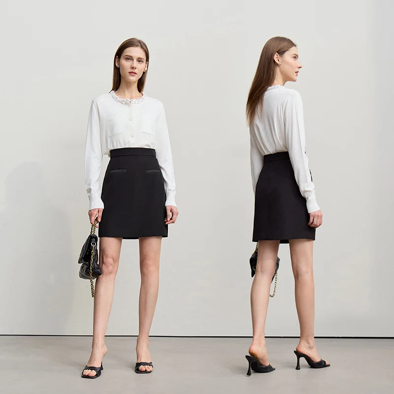 Mini Skirt 2026 Spring New Elegant Commuter Versatile Short Skirt A-Line Color-blocking Splicing Women's Clothing 12621021