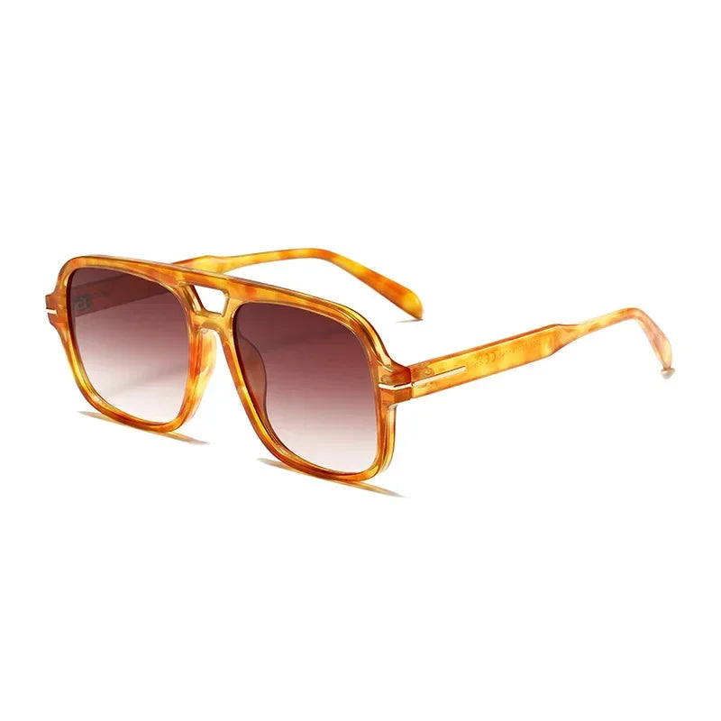 Double Bridge Square Aviator Sunglasses - UV400 Vintage Pilot Style, Retro Classic Sun Glasses for Men Women Unisex