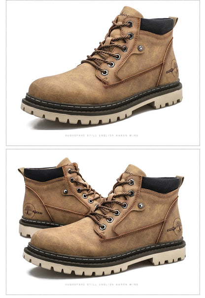 Casual Shoes For Men Autumn Winter Warm Fur Plus Comfortable Retro Boots Wear-Resistan Leisure Vintage Style Boots Men
