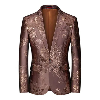 2026 New Men's Pink Embroidered Suit Jacket, Wedding Party Dress Coat, Fashionable Slim Male Blazers, Asian Size M-5XL 6XL