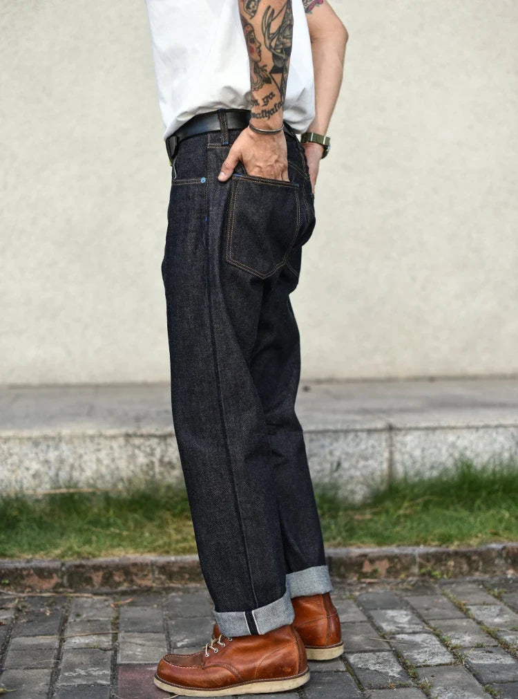 SZ6601-10OZ Men Jeans Selvedge Sanforized Denim Jeans Summer Indigo Jeans for Man Regular Fit Straight Leg 10 Oz