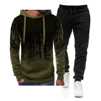 Spring Autumn Men's 2Pcs Suit Sweatshirt Splash Hoodies+Tracksuit Pants Casual Fitness Male New Sportwear Men Clothing