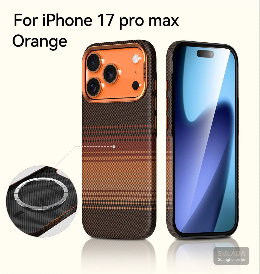 Ultra Strong Magnets Carbon Fiber Pattern Phone Case for IPhone 17 Pro Max Magnetic Wireless Charging Shockproof Protect Cover