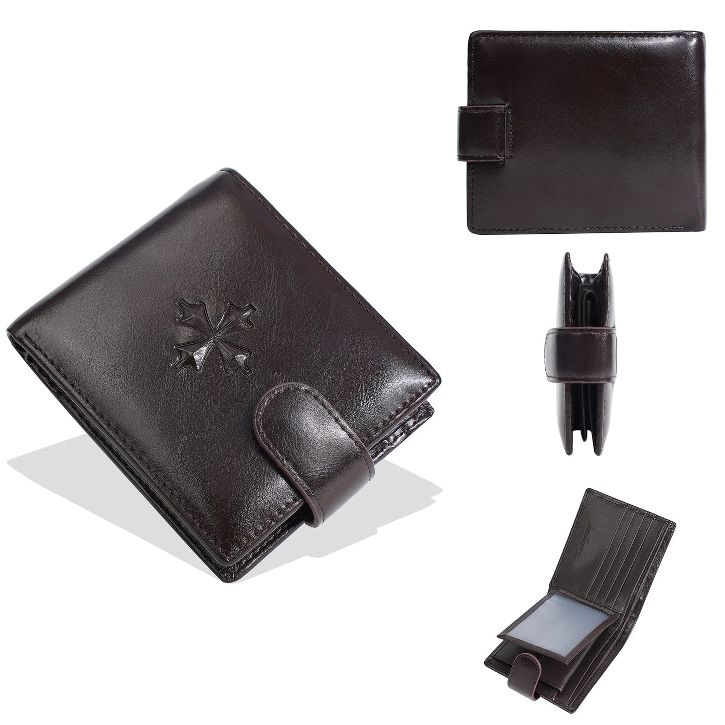 Luxury Men's Short Wallet Vintage Logo Print Zipper Card Holder with Coin Pocket Male Purses