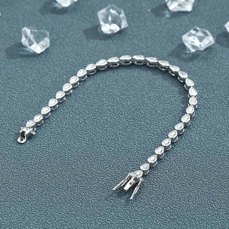 Full Asscher Cut 3x3mm 0.15CT Bezel Type Moissanite Tennis Bracelet for Women Men Party 925 Silver GRA Certified Bracelets