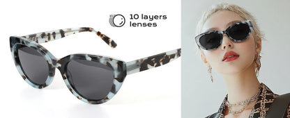 Fashion Cateye Prescription Sunglasses Women Handmade Acetate Myopia/Progressive Sun Glasses Polarized Optical Shade