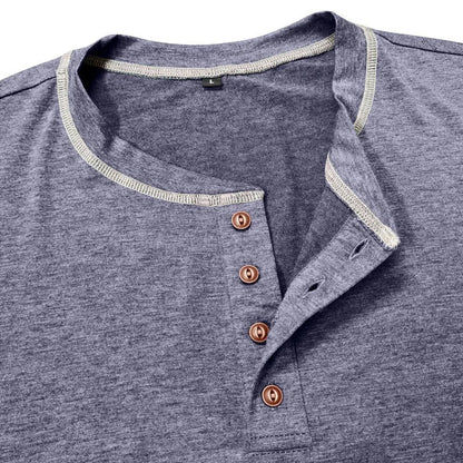 Men's Cotton Button Henley Neck Shirt Long Sleeve Casual Button Solid Color Fashion Streetwear Tops Tees T-Shirts Men Clothing