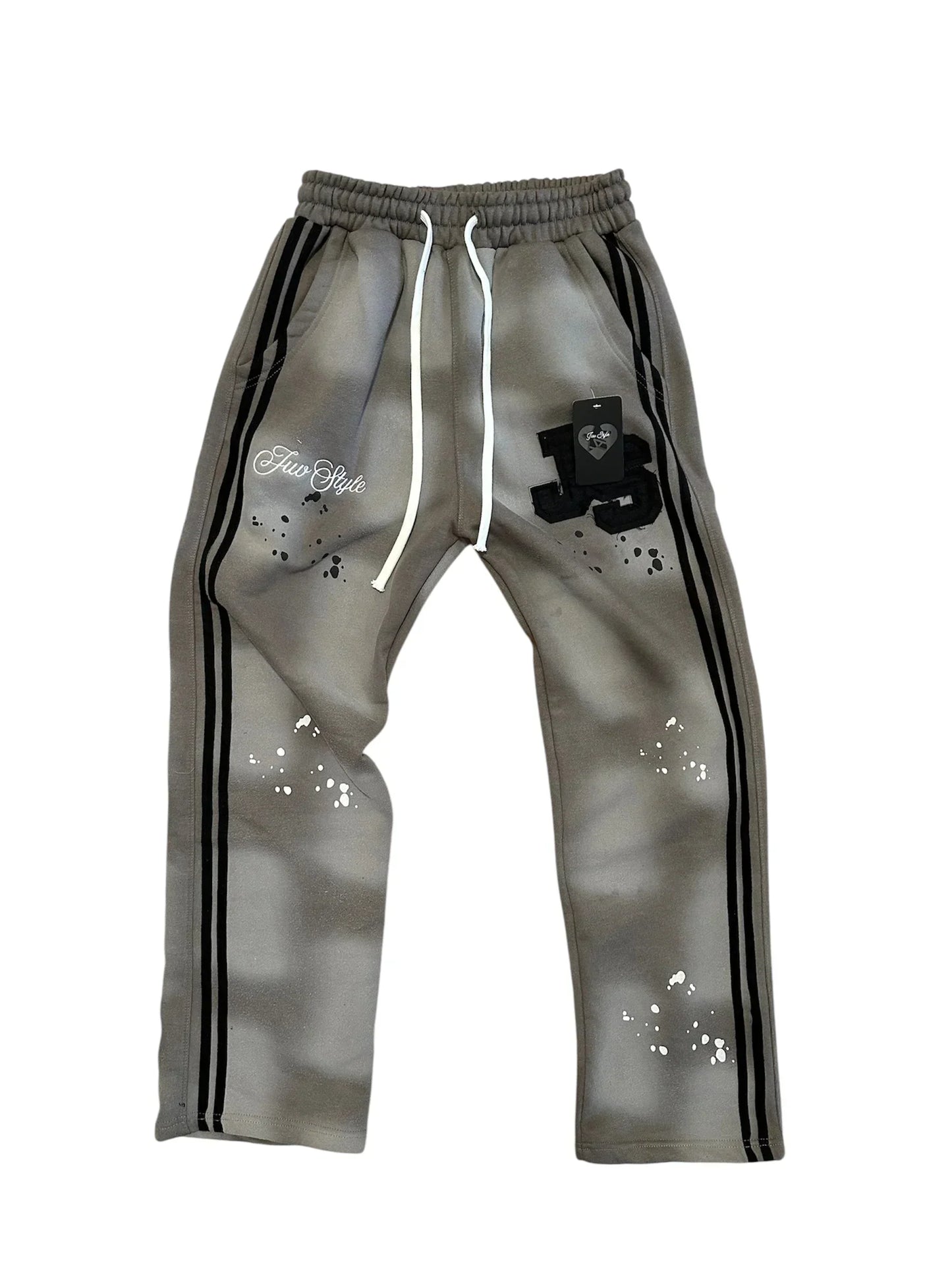 Y2K New Light Grey Classic Style Sports Set Street Hip Hop Stripe Fashion Set 2025 Men's Wear