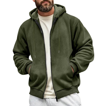 New Men's Sweater Coat Fall Winter New Composite Velvet Zipper Cardigan Casual Hooded Sweatshirt Sweater Fashion Men's Clothing