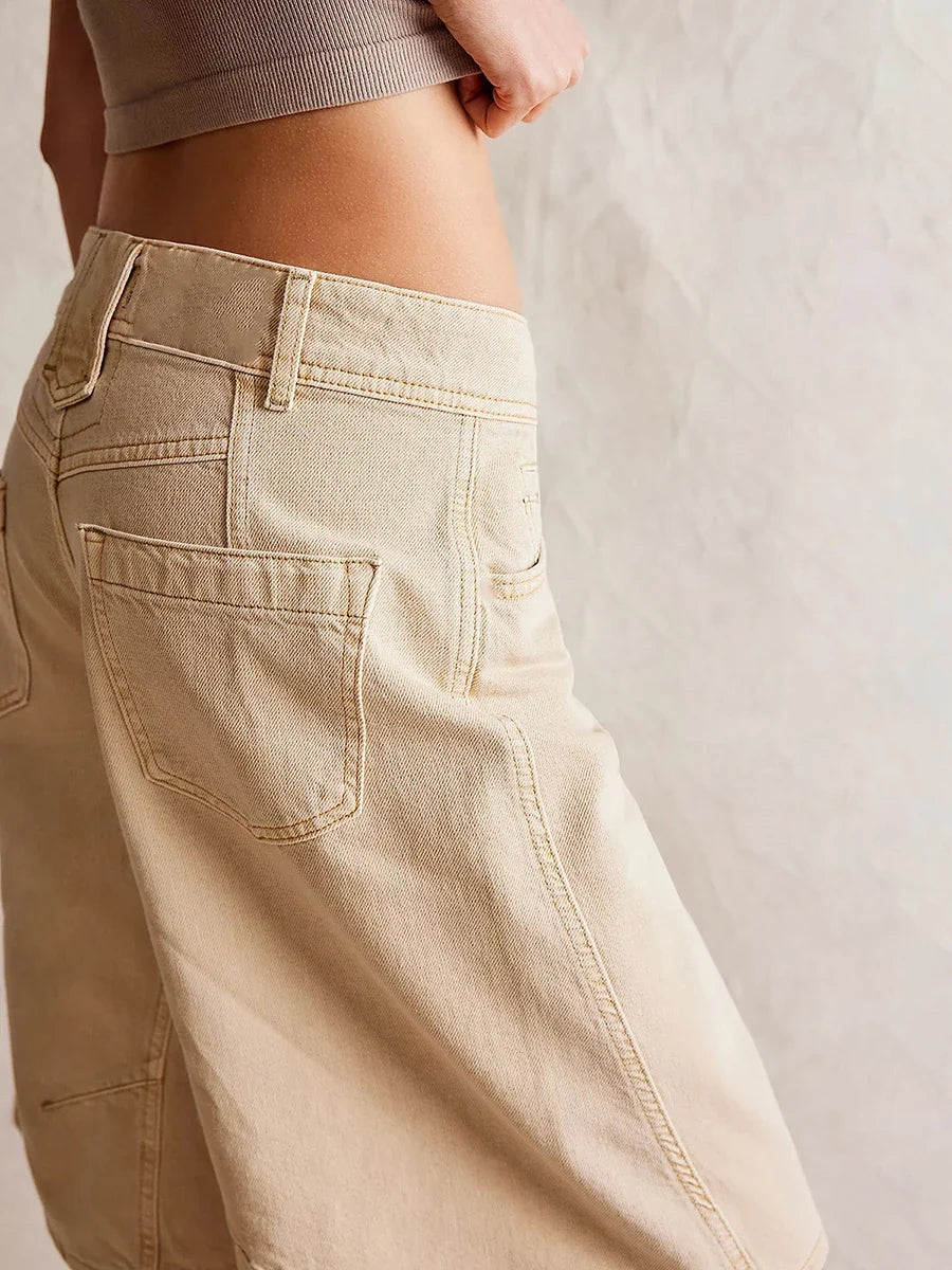 New Womens Knee Length Denim Shorts Solid Color Low Waist Wide Leg Jean Shorts For Summer Club Street Style S-2XL