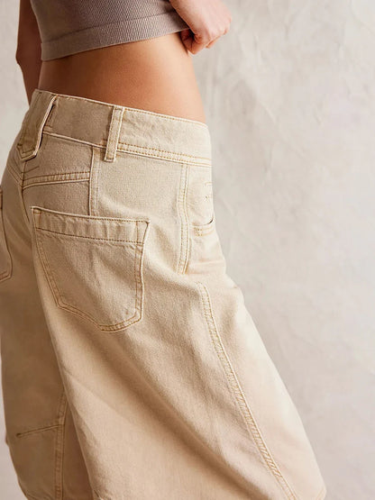 New Womens Knee Length Denim Shorts Solid Color Low Waist Wide Leg Jean Shorts For Summer Club Street Style S-2XL