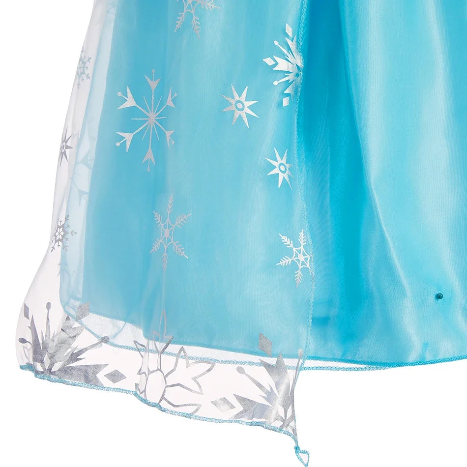 Children Carnival Blue Sequins Elsa Cosplay Dress Girls Elegant Blue Princess Costume Kids Halloween Birthday Party Clothes