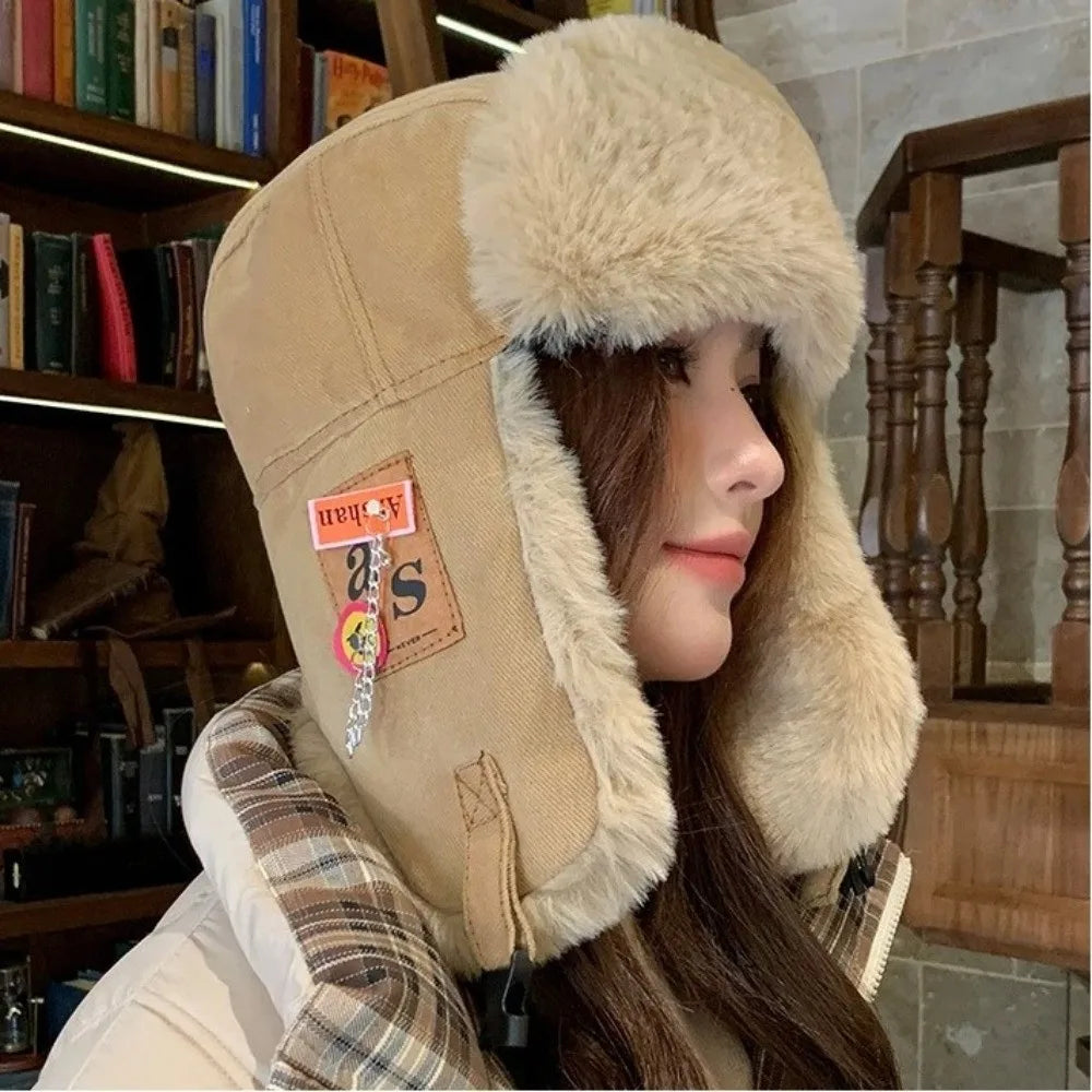 Fashion Thick Bomber Hat Faux Fur Waterproof Ear Protectors Hats Keep Warm with Ear Flaps Winter Hat Male