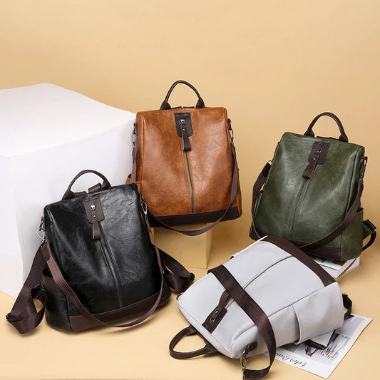 Female Backpack Multifunction PU Leather School Bag Women Shoulder Bag Travel Back Pack Mochila Feminina