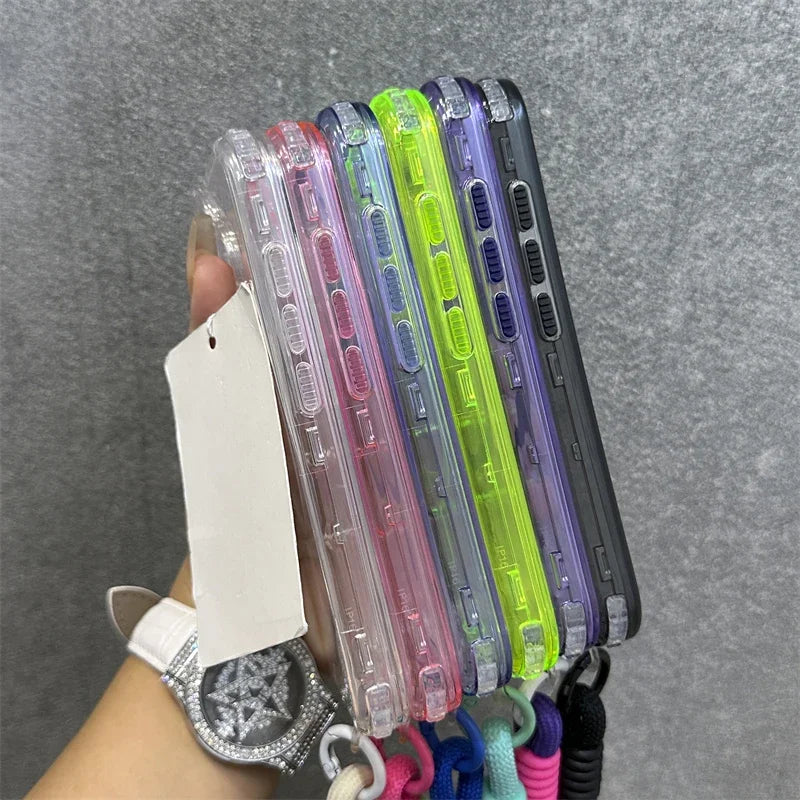 Premium Macaroon Shockproof Case for IPhone 17Air 16 15 14 Plus 13 12 11 Pro Max for Mag-safe Magnetic Transparent Lanyard Cover