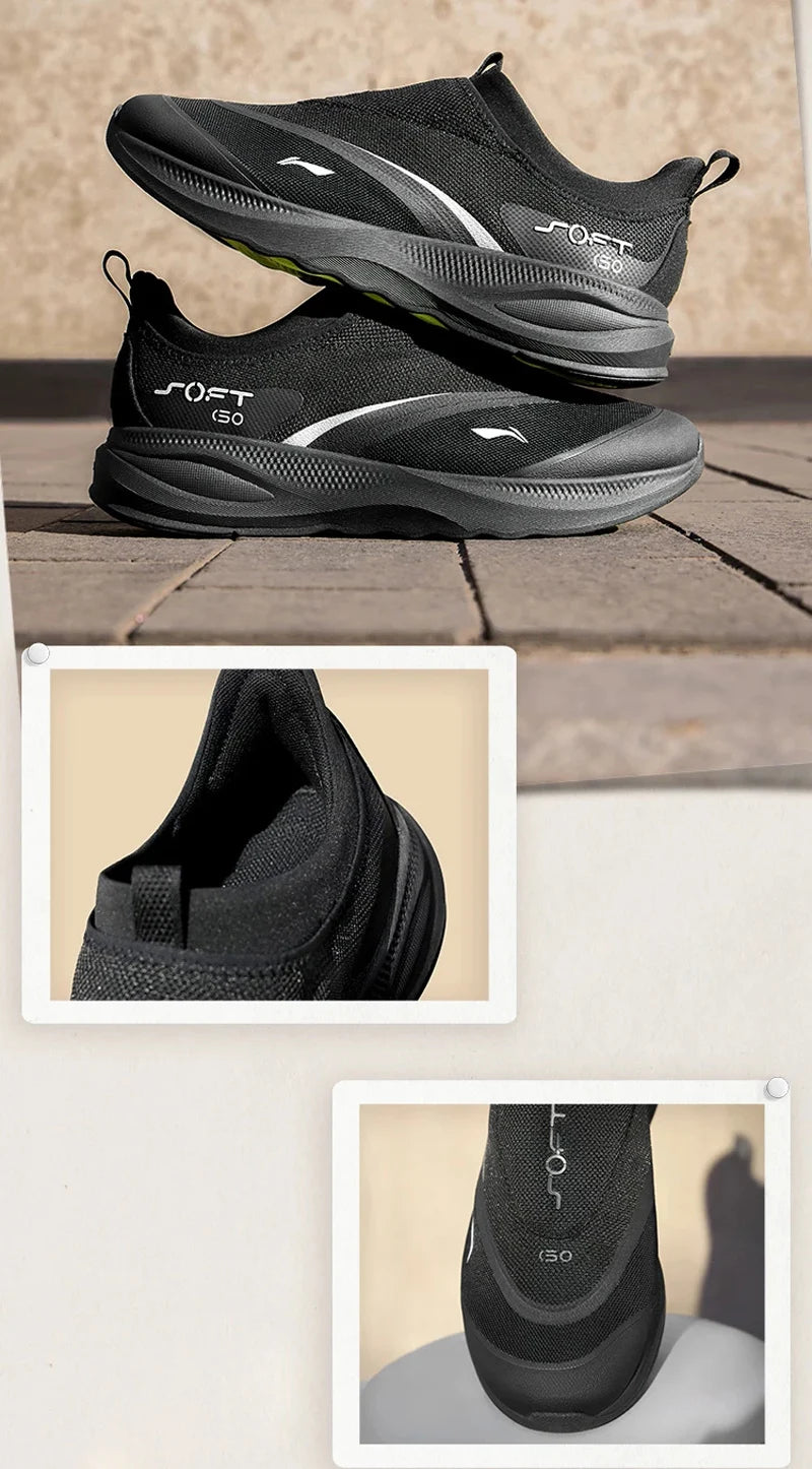 Men's SOFT GO 2 Walking Shoes COMFOAM Slip-on Soft Thick Heel LiNing Comfortable Wearable Sports Casual Shoes AGLV005