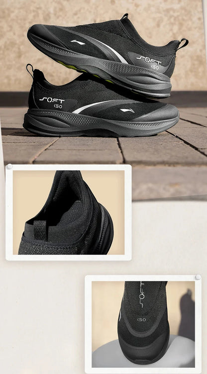 Men's SOFT GO 2 Walking Shoes COMFOAM Slip-on Soft Thick Heel LiNing Comfortable Wearable Sports Casual Shoes AGLV005