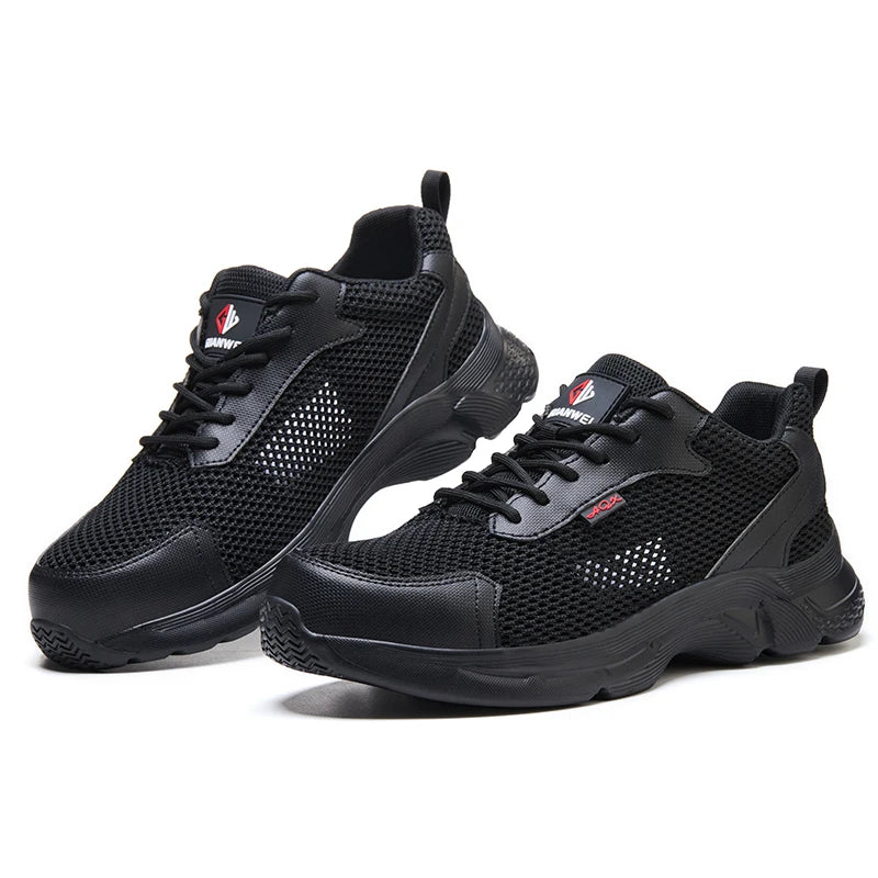 anti puncture men safety shoes summer breathable mesh work shoes industrial plastic toe sneakers construction insulated shoes