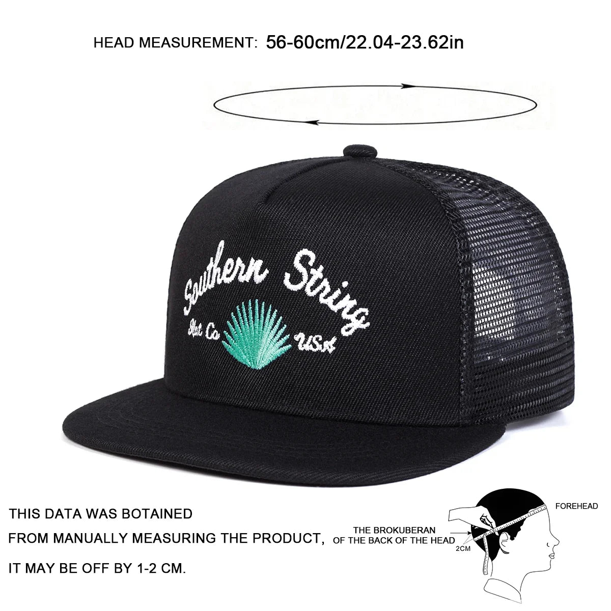 Unisex SOUTHERN STRING Embroidery Hip-hop Net Hats Spring Summer Outdoor Adjustable Casual Baseball Caps Sunscreen Hat Cap