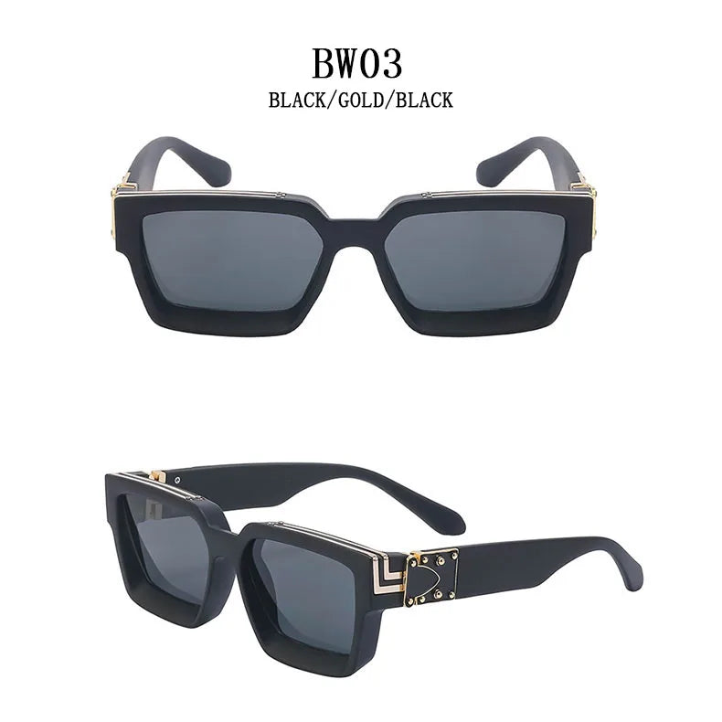 Retro Millionaire Sunglasses For Men Luxury New Square Sunglasses Women Trendy Vintage Luxe Fashion Glasses Gafas De Sol Hombre