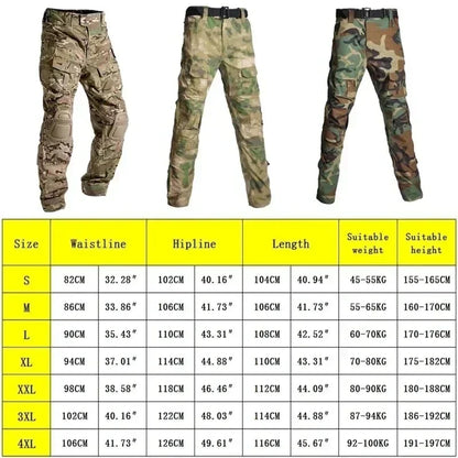 2025 Outdoor Combat Pants +Knee Pads Men Tactical Hunting Pant Camo Pants Quick Dry Sport Multi-pocket Clothes Wear Resistant