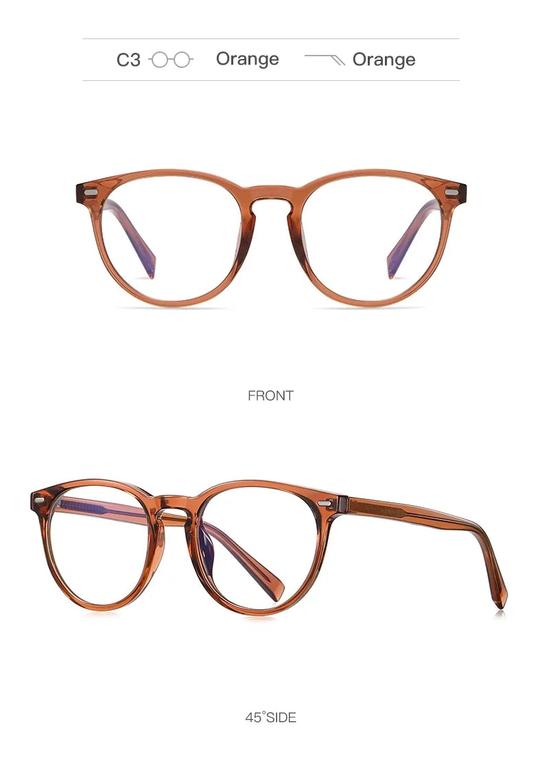 Unisex Retro Round Myopia Prescription Reading Glasses Women Anti Blue Light Blocking Optical Eyeglasses Frame Men PFD2117