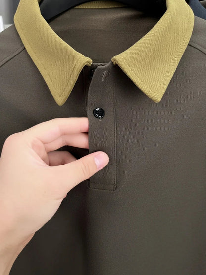High quality luxury long sleeve polo shirt  men's spring autumn new trend brand cute dog embroidery Korean casual lapel T-shirt