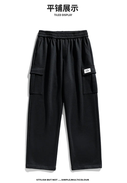 Korean Autumn Big Size Sweatpant Men Loose Baggy Sport Jogging Trouser Male Casual Work Sweat Pants Large Plus Jogger Grey Black