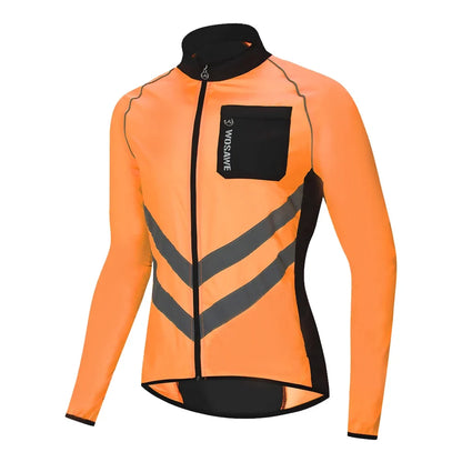 Windproof Cycling Jacket MTB Bike Jersey Outdoor Sport Cycling Windbreaker Rainproof Reflective Bike Clothing Navy Blue