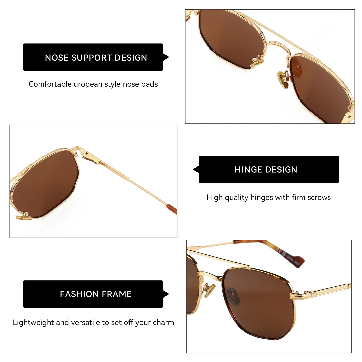 Fashion Uv400 Protect Sunglasses Men Women Trendy Double Bridge Pilot Polarized Sun Glasses Goggles Shades