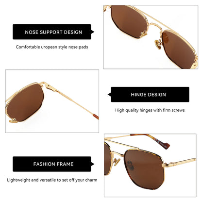 Fashion Uv400 Protect Sunglasses Men Women Trendy Double Bridge Pilot Polarized Sun Glasses Goggles Shades