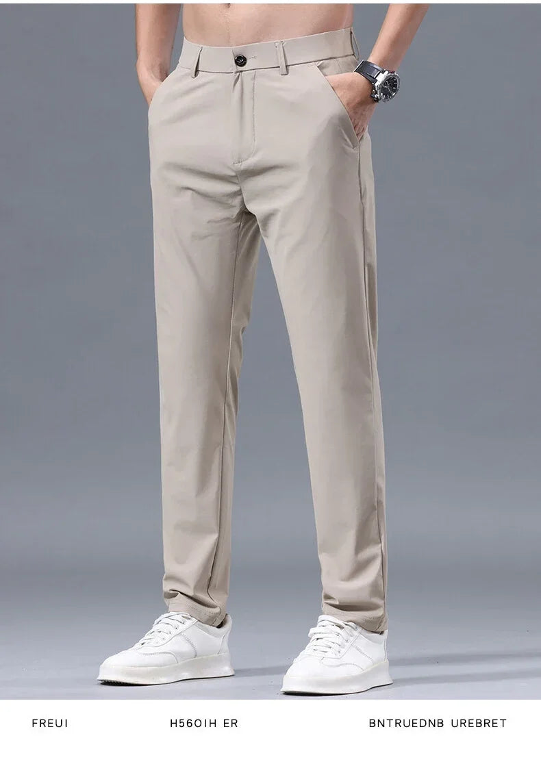 Summer New Stretch Soft Suit Pants Men Thin Fashion Business Elastic Waist Korean Slim Brand Clothes Casual Formal Trousers Male