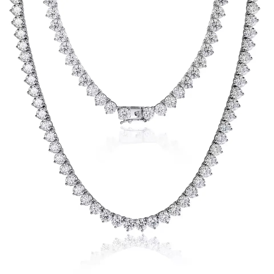 3 Claw D VVS1 Moissanite Tennis Necklace 3/4/5mm GRA Certified Lab Diamond Solid s925 Silver GRA Necklace for Women Man