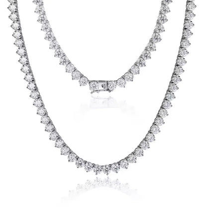 3 Claw D VVS1 Moissanite Tennis Necklace 3/4/5mm GRA Certified Lab Diamond Solid s925 Silver GRA Necklace for Women Man