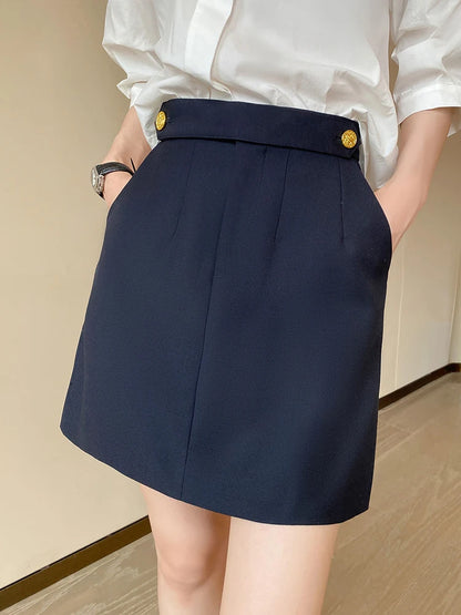 High end early autumn new fashionable small A-line skirt with buttocks wrapped, high-end gray half skirt  skirts